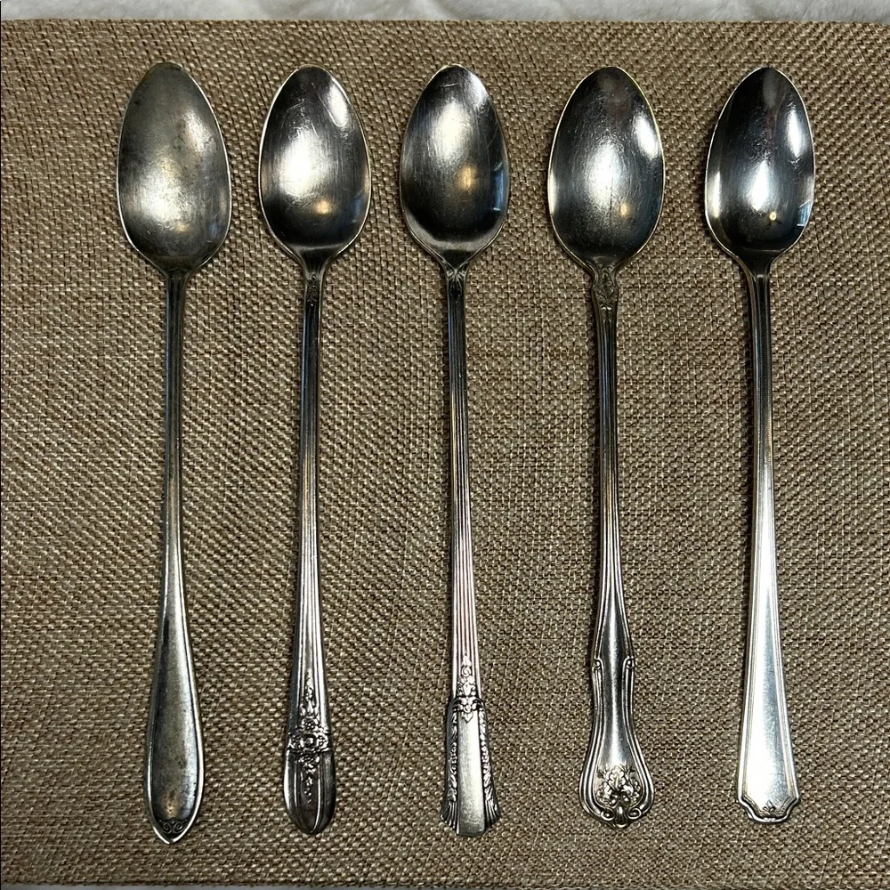 Assorted Dessert/Iced Tea Spoon Set - Polished Stainless Look, Set of 5